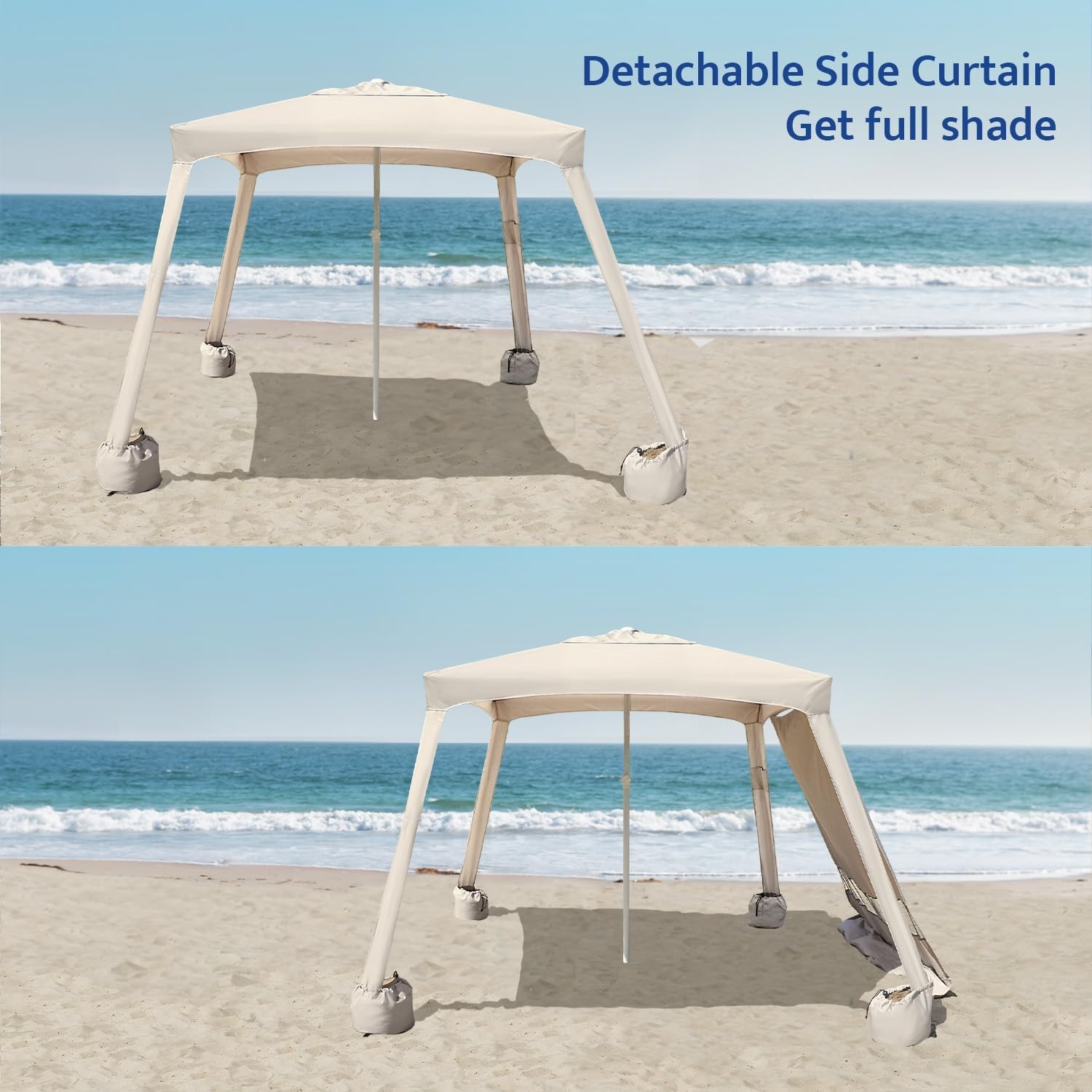 image:imageAMMSUN Beach Cabana 6565 Beach Canopy Easy Set up and Take Down Cabana Tent with Sand Pockets Instant Sun Shade with Side Wall Coral TropicalVintage Beige
