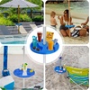 image:imageAMMSUN 13 Beach Umbrella Table Tray Teal for Beach Patio Garden Swimming Pool with Cup Holders Snack Compartments TealBlue