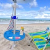 image:imageAMMSUN 13 Beach Umbrella Table Tray Teal for Beach Patio Garden Swimming Pool with Cup Holders Snack Compartments TealBlue