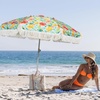 image:imageAMMSUN 65ft Heavy Duty Fringe Beach Umbrella with Sand Anchor Tilt UPF50Citrus