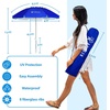 image:imageAMMSUN 6ft Folded Portable Travel Beach Umbrella with Sand Anchor Tilt Air vent UPF 50UV Protection Fit In Suitcase Compact Foldable Telescopic umbrellas for Patio Garden Beach Pool Sky Blue65ft Blue