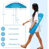 image:imageAMMSUN 6ft Folded Portable Travel Beach Umbrella with Sand Anchor Tilt Air vent UPF 50UV Protection Fit In Suitcase Compact Foldable Telescopic umbrellas for Patio Garden Beach Pool Sky Blue65ft Light Blue