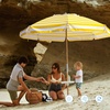 image:imageAMMSUN 75ft High Wind Beach Umbrella with Air Vent amp Ash Wood PoleB Yellow White