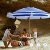 image:imageAMMSUN 75ft High Wind Beach Umbrella with Air Vent amp Ash Wood PoleCapri Blue Stripe