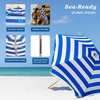 image:imageAMMSUN 75ft High Wind Beach Umbrella with Air Vent amp Ash Wood PoleCapri Blue Stripe