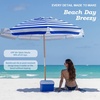 image:imageAMMSUN 75ft High Wind Beach Umbrella with Air Vent amp Ash Wood PoleCapri Blue Stripe