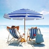 image:imageAMMSUN 75ft High Wind Beach Umbrella with Air Vent amp Ash Wood PoleCapri Blue Stripe