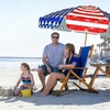 image:imageAMMSUN 75ft High Wind Beach Umbrella with Air Vent amp Ash Wood PoleRed Blue American flag