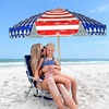 image:imageAMMSUN 75ft High Wind Beach Umbrella with Air Vent amp Ash Wood PoleRed Blue American flag