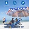 image:imageAMMSUN 75ft High Wind Beach Umbrella with Air Vent amp Ash Wood PoleRed Blue American flag