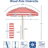 image:imageAMMSUN 75ft High Wind Beach Umbrella with Air Vent amp Ash Wood PoleRed White