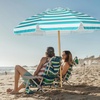 image:imageAMMSUN 75ft High Wind Beach Umbrella with Air Vent amp Ash Wood PoleTurquoise  White
