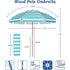 image:imageAMMSUN 75ft High Wind Beach Umbrella with Air Vent amp Ash Wood PoleTurquoise  White