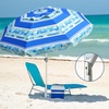 image:imageAMMSUN 7ft Heavy Duty High Wind Beach Umbrella Parasols with Sand Anchor Vent Tilt UV 50 Sun Protection Portable Outdoor Sunshade Umbrellas Carry Bag for Patio Garden Pool Backyard BlueCrystal Fresco