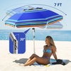 image:imageAMMSUN 7ft Heavy Duty High Wind Beach Umbrella Parasols with Sand Anchor Vent Tilt UV 50 Sun Protection Portable Outdoor Sunshade Umbrellas Carry Bag for Patio Garden Pool Backyard BlueBlue