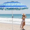 image:imageAMMSUN 7ft Heavy Duty High Wind Beach Umbrella Parasols with Sand Anchor Vent Tilt UV 50 Sun Protection Portable Outdoor Sunshade Umbrellas Carry Bag for Patio Garden Pool Backyard BlueCrystal Fresco