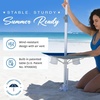 image:imageAMMSUN 7ft Heavy Duty High Wind Beach Umbrella with sand anchor Builtin Table Tray Vent Tilt Pole UPF 50 Windproof Portable Outdoor Umbrellas Carry Bag for Patio Garden Pool Backyard RedBlue Navy