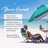 image:imageAMMSUN 7ft Heavy Duty High Wind Beach Umbrella with sand anchor Builtin Table Tray Vent Tilt Pole UPF 50 Windproof Portable Outdoor Umbrellas Carry Bag for Patio Garden Pool Backyard stripeTeal