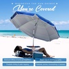 image:imageAMMSUN 7ft Heavy Duty High Wind Beach Umbrella with sand anchor Builtin Table Tray Vent Tilt Pole UPF 50 Windproof Portable Outdoor Umbrellas Carry Bag for Patio Garden Pool Backyard stripeBlue