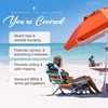 image:imageAMMSUN 7ft Heavy Duty High Wind Beach Umbrella with sand anchor Builtin Table Tray Vent Tilt Pole UPF 50 Windproof Portable Outdoor Umbrellas Carry Bag for Patio Garden Pool Backyard RedSolid Red