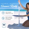 image:imageAMMSUN 7ft Heavy Duty High Wind Beach Umbrella with sand anchor Builtin Table Tray Vent Tilt Pole UPF 50 Windproof Portable Outdoor Umbrellas Carry Bag for Patio Garden Pool Backyard RedBlue