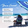 image:imageAMMSUN 7ft Heavy Duty High Wind Beach Umbrella with sand anchor Builtin Table Tray Vent Tilt Pole UPF 50 Windproof Portable Outdoor Umbrellas Carry Bag for Patio Garden Pool Backyard RedBlue