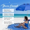 image:imageAMMSUN 7ft Heavy Duty High Wind Beach Umbrella with sand anchor Builtin Table Tray Vent Tilt Pole UPF 50 Windproof Portable Outdoor Umbrellas Carry Bag for Patio Garden Pool Backyard stripeBlue Navy