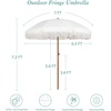 image:imageAMMSUN 7ft Patio Umbrella with Fringe Outdoor Tassel Umbrella UPF50 Premium Steel Pole and Steel Ribs Push Button Tilt BlackCream White