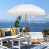 image:imageAMMSUN 7ft Patio Umbrella with Fringe Outdoor Tassel Umbrella UPF50 Premium Steel Pole and Steel Ribs Push Button Tilt BlackCream White