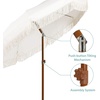 image:imageAMMSUN 7ft Patio Umbrella with Fringe Outdoor Tassel Umbrella UPF50 Premium Steel Pole and Steel Ribs Push Button Tilt BlackCream White