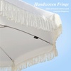 image:imageAMMSUN 7ft Patio Umbrella with Fringe Outdoor Tassel Umbrella UPF50 Premium Steel Pole and Steel Ribs Push Button Tilt BlackCream White