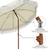 image:imageAMMSUN 7ft Patio Umbrella with Fringe Outdoor Tassel Umbrella UPF50 Premium Steel Pole and Steel Ribs Push Button Tilt BlackLight Beige