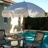 image:imageAMMSUN 7ft Patio Umbrella with Fringe Outdoor Tassel Umbrella UPF50 Premium Steel Pole and Steel Ribs Push Button Tilt BlackNavy Blue Stripes