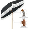 image:imageAMMSUN 7ft Patio Umbrella with Fringe Outdoor Tassel Umbrella UPF50 Premium Steel Pole and Steel Ribs Push Button Tilt BlackNoble Black