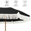 image:imageAMMSUN 7ft Patio Umbrella with Fringe Outdoor Tassel Umbrella UPF50 Premium Steel Pole and Steel Ribs Push Button Tilt BlackNoble Black