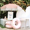 image:imageAMMSUN 7ft Patio Umbrella with Fringe Outdoor Tassel Umbrella UPF50 Premium Steel Pole and Steel Ribs Push Button Tilt BlackPink Stripe