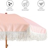 image:imageAMMSUN 7ft Patio Umbrella with Fringe Outdoor Tassel Umbrella UPF50 Premium Steel Pole and Steel Ribs Push Button Tilt BlackPink Stripe