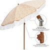 image:imageAMMSUN 7ft Patio Umbrella with Fringe Outdoor Tassel Umbrella UPF50 Premium Steel Pole and Steel Ribs Push Button Tilt BlackRetro Bohemian