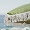 image:imageAMMSUN 7ft Patio Umbrella with Fringe Outdoor Tassel Umbrella UPF50 Premium Steel Pole and Steel Ribs Push Button Tilt BlackSage Green