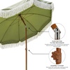 image:imageAMMSUN 7ft Patio Umbrella with Fringe Outdoor Tassel Umbrella UPF50 Premium Steel Pole and Steel Ribs Push Button Tilt BlackSage Green