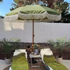 image:imageAMMSUN 7ft Patio Umbrella with Fringe Outdoor Tassel Umbrella UPF50 Premium Steel Pole and Steel Ribs Push Button Tilt BlackSage Green