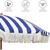 image:imageAMMSUN 7ft Patio Umbrella with Fringe Outdoor Tassel Umbrella UPF50 Premium Steel Pole and Steel Ribs Push Button Tilt BlackSailor Jentle Blue