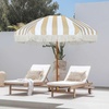 image:imageAMMSUN 7ft Patio Umbrella with Fringe Outdoor Tassel Umbrella UPF50 Premium Steel Pole and Steel Ribs Push Button Tilt BlackStripe Beige