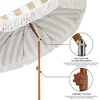 image:imageAMMSUN 7ft Patio Umbrella with Fringe Outdoor Tassel Umbrella UPF50 Premium Steel Pole and Steel Ribs Push Button Tilt BlackStripe Beige