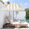 image:imageAMMSUN 7ft Patio Umbrella with Fringe Outdoor Tassel Umbrella UPF50 Premium Steel Pole and Steel Ribs Push Button Tilt BlackStripe Beige