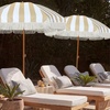 image:imageAMMSUN 7ft Patio Umbrella with Fringe Outdoor Tassel Umbrella UPF50 Premium Steel Pole and Steel Ribs Push Button Tilt BlackStripe Beige
