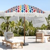 image:imageAMMSUN 7ft Patio Umbrella with Fringe Outdoor Tassel Umbrella UPF50 Premium Steel Pole and Steel Ribs Push Button Tilt BlackWave Colorful