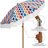 image:imageAMMSUN 7ft Patio Umbrella with Fringe Outdoor Tassel Umbrella UPF50 Premium Steel Pole and Steel Ribs Push Button Tilt BlackWave Colorful