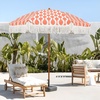 image:imageAMMSUN 7ft Patio Umbrella with Fringe Outdoor Tassel Umbrella UPF50 Premium Steel Pole and Steel Ribs Push Button Tilt BlackWave Pink Champagne