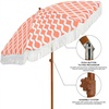 image:imageAMMSUN 7ft Patio Umbrella with Fringe Outdoor Tassel Umbrella UPF50 Premium Steel Pole and Steel Ribs Push Button Tilt BlackWave Pink Champagne